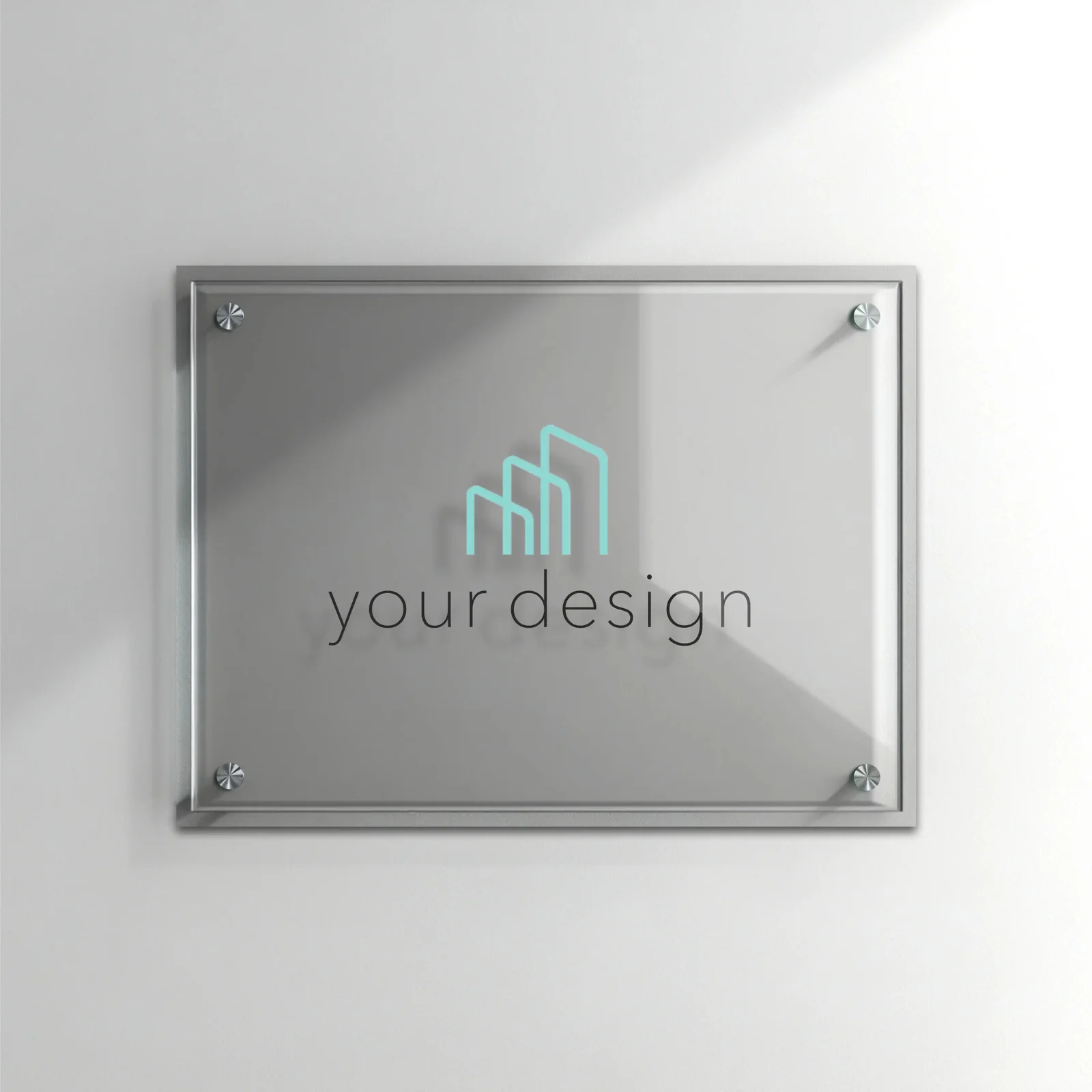 Targa in plexiglass trasparente con logo 3D su parete interna